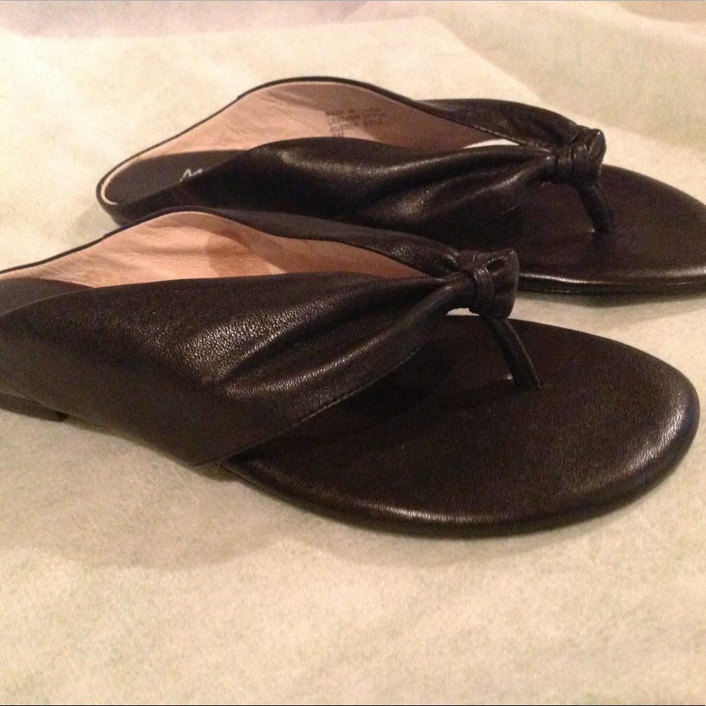 New Michael Kors Soft Black Dove Leather Thong
